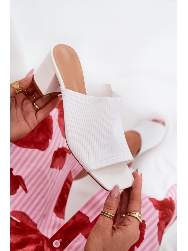 Women's Heeled Block Sandals White Wenilan