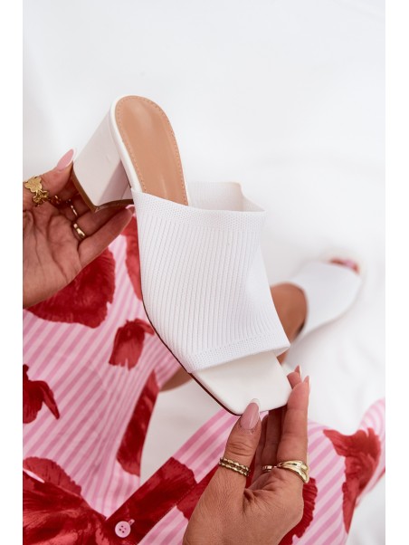 Women's Heeled Block Sandals White Wenilan