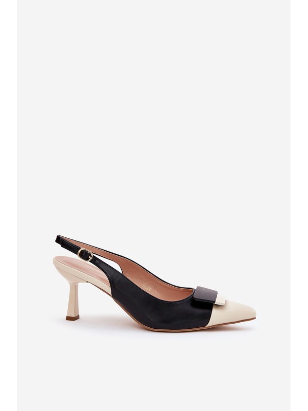 Elegant High Heels With Decoration Eco Leather Black Ottoles