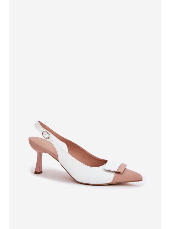 Elegant High Heels With Decoration Eco Leather White Ottoles