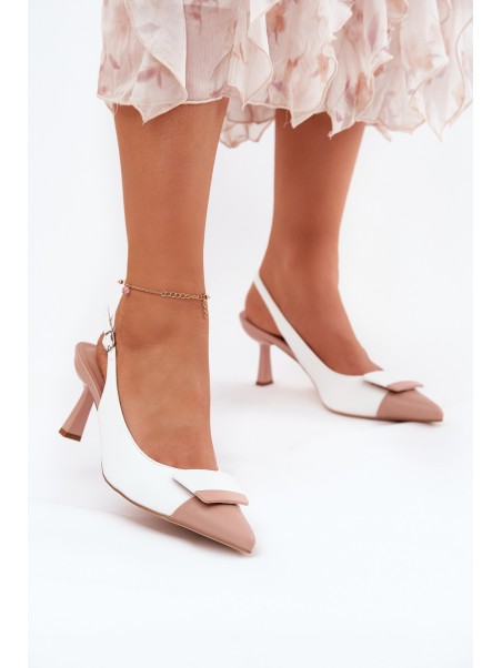 Elegant High Heels With Decoration Eco Leather White Ottoles