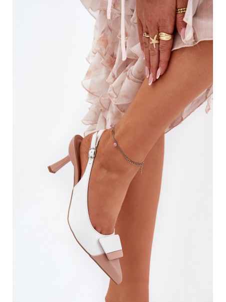 Elegant High Heels With Decoration Eco Leather White Ottoles