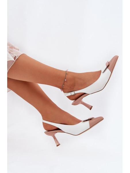 Elegant High Heels With Decoration Eco Leather White Ottoles