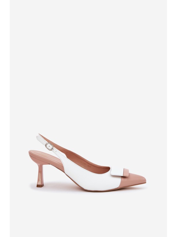 Elegant High Heels With Decoration Eco Leather White Ottoles