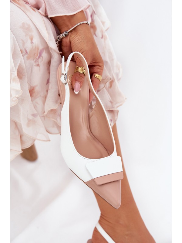 Elegant High Heels With Decoration Eco Leather White Ottoles
