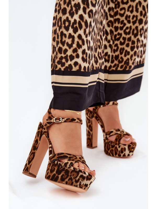 Womens Sandals On A Heel And Platform Eco Leather Beige Lomman