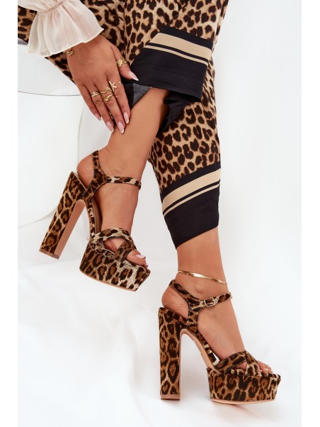 Womens Sandals On A Heel And Platform Eco Leather Beige Lomman