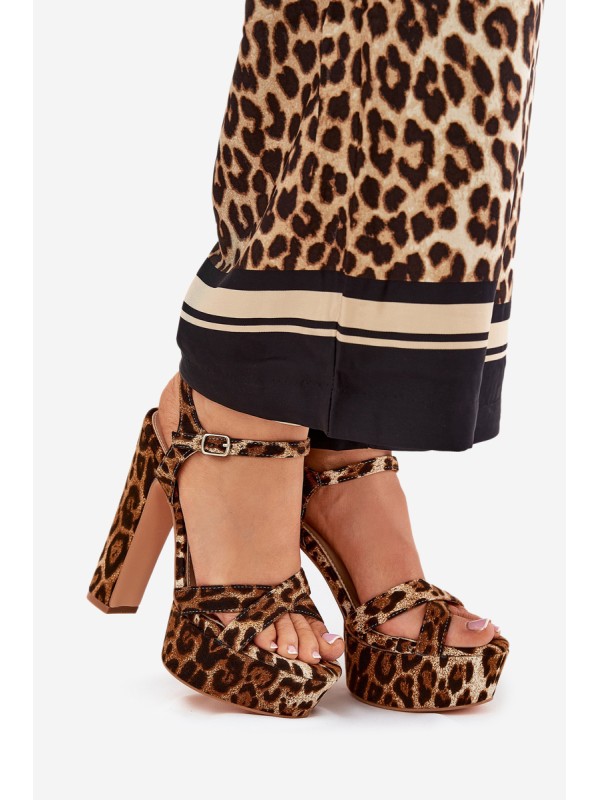 Womens Sandals On A Heel And Platform Eco Leather Beige Lomman