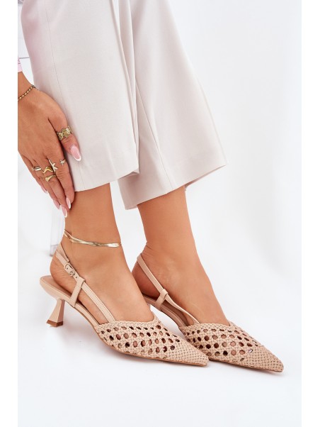 Stiletto Heels With Pointed Toe And Open Heel Beige Umirana
