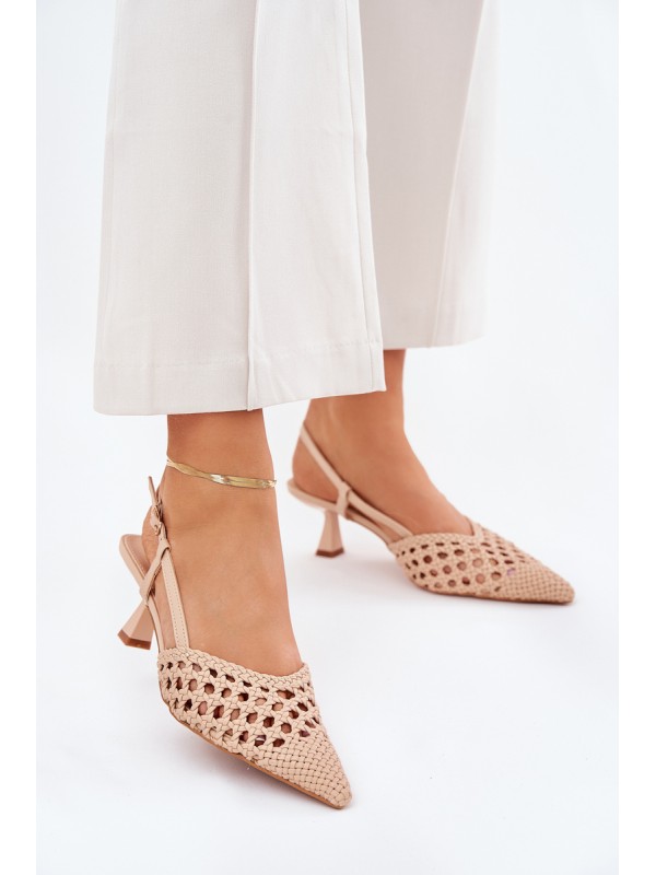 Stiletto Heels With Pointed Toe And Open Heel Beige Umirana