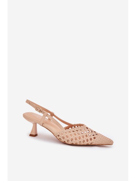Stiletto Heels With Pointed Toe And Open Heel Beige Umirana