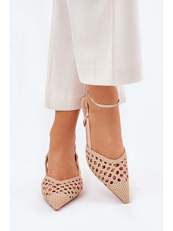 Stiletto Heels With Pointed Toe And Open Heel Beige Umirana