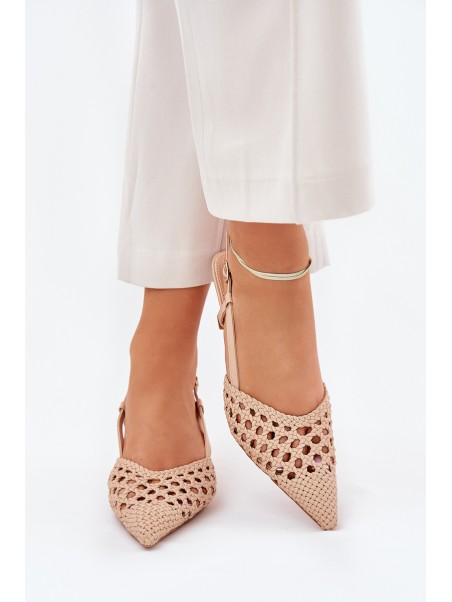 Stiletto Heels With Pointed Toe And Open Heel Beige Umirana