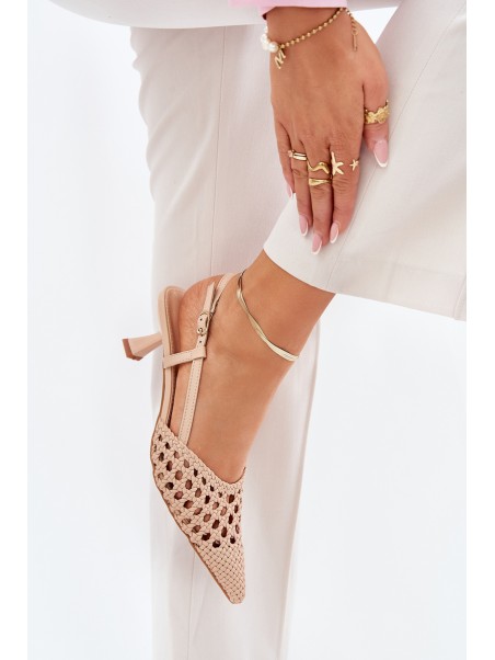 Stiletto Heels With Pointed Toe And Open Heel Beige Umirana