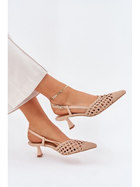Stiletto Heels With Pointed Toe And Open Heel Beige Umirana