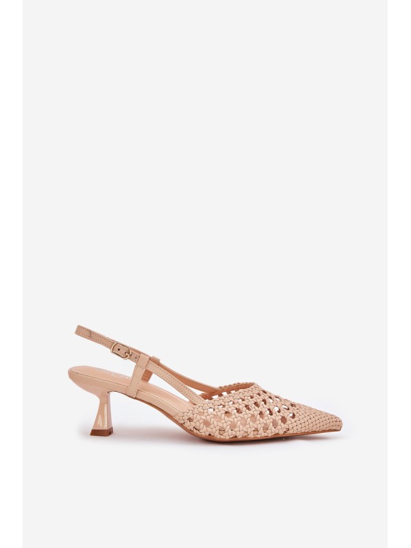 Stiletto Heels With Pointed Toe And Open Heel Beige Umirana