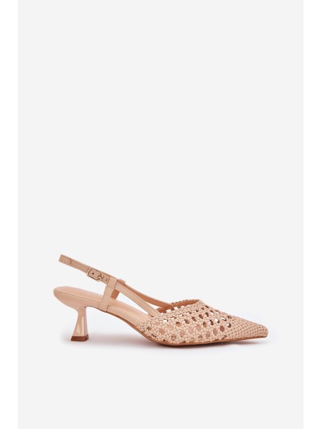 Stiletto Heels With Pointed Toe And Open Heel Beige Umirana