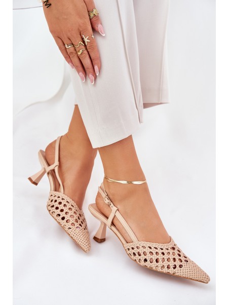 Stiletto Heels With Pointed Toe And Open Heel Beige Umirana