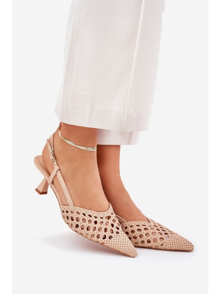 Stiletto Heels With Pointed Toe And Open Heel Beige Umirana