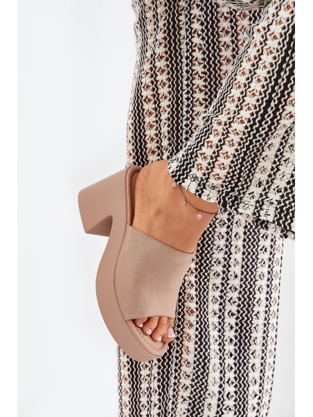 Women's Sandals On Heels And Platform Khaki Omeisa