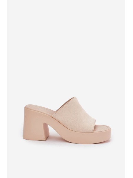 Women Sandals On Heel And Platform Beige Omeisa