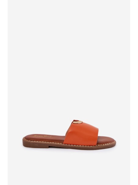 Women's Eco Leather Slippers With Decorative Details Orange Mevith
