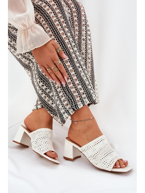 Women's Slippers With Braiding On Heel White Ciariloria
