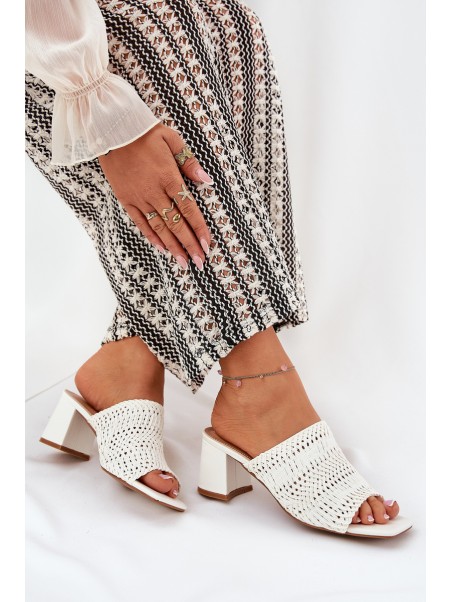 Women's Slippers With Braiding On Heel White Ciariloria