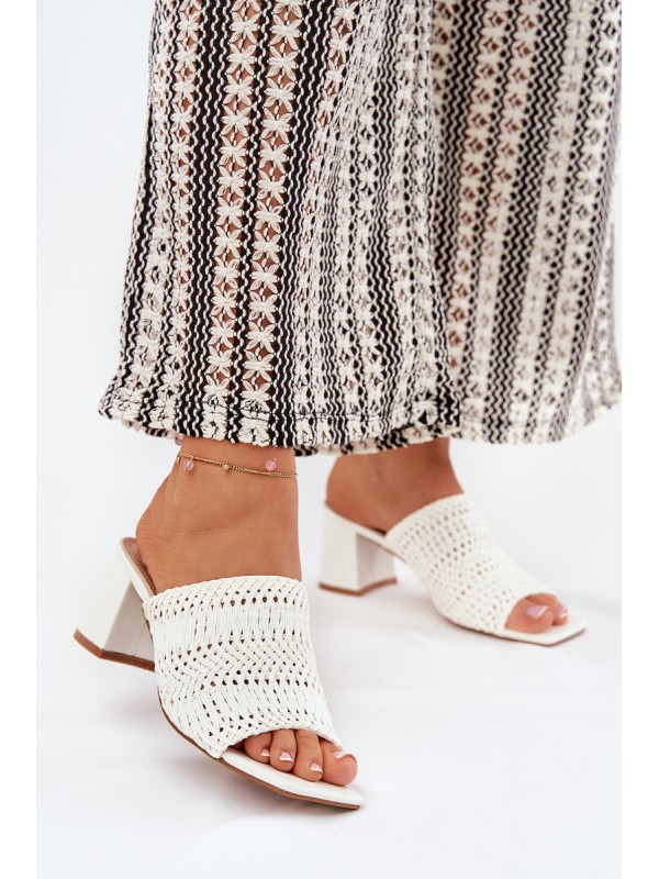 Women's Slippers With Braiding On Heel White Ciariloria 2