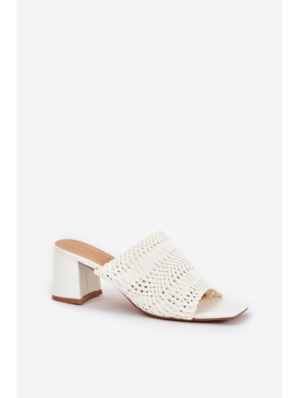 Women's Slippers With Braiding On Heel White Ciariloria
