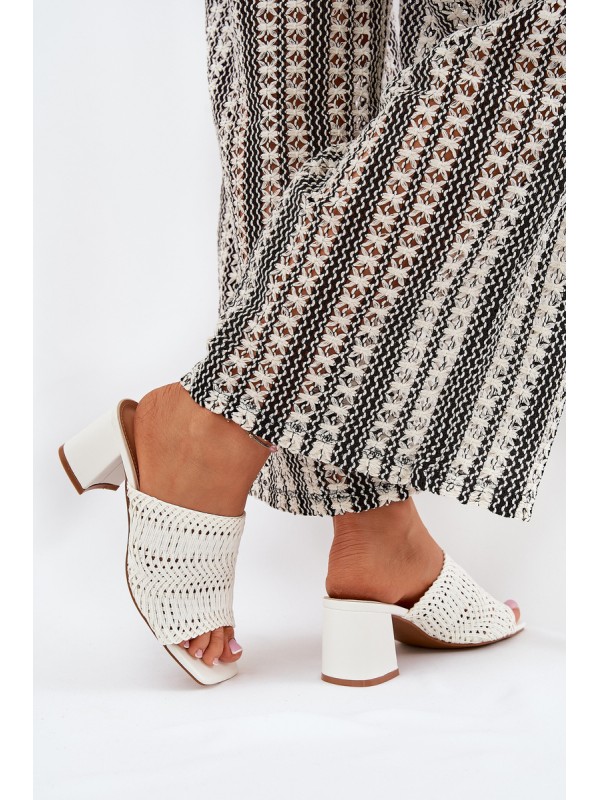 Women's Slippers With Braiding On Heel White Ciariloria