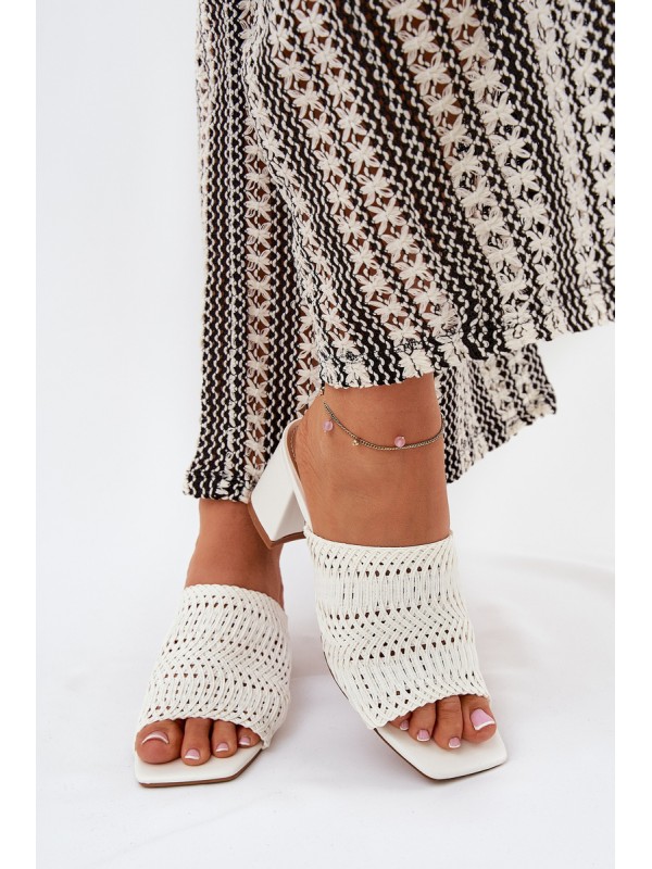 Women's Slippers With Braiding On Heel White Ciariloria