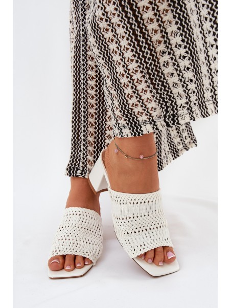 Women's Slippers With Braiding On Heel White Ciariloria