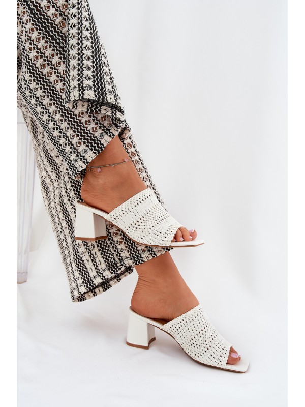 Women's Slippers With Braiding On Heel White Ciariloria