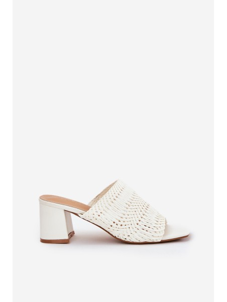 Women's Slippers With Braiding On Heel White Ciariloria