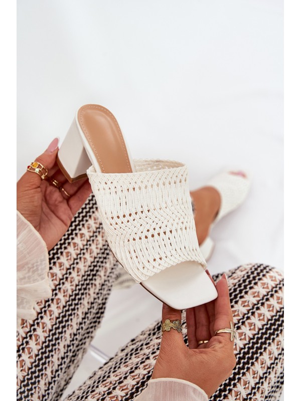 Women's Slippers With Braiding On Heel White Ciariloria