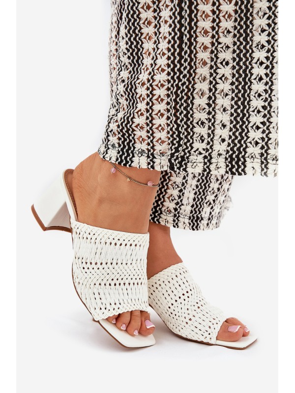 Women's Slippers With Braiding On Heel White Ciariloria