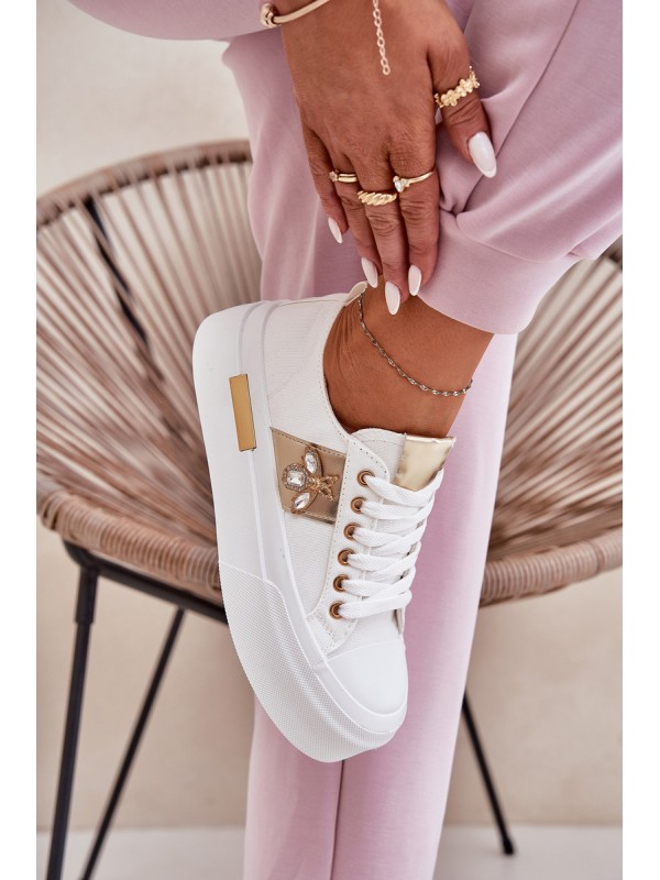 Women's Platform Sneakers With Decorative Detail White Annisae