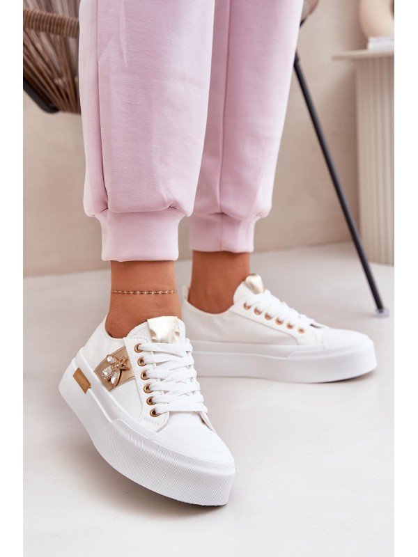 Women's Platform Sneakers With Decorative Detail White Annisae