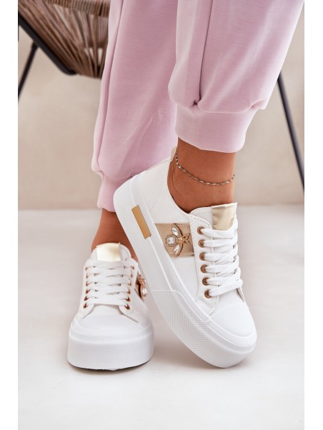 Women's Platform Sneakers With Decorative Detail White Annisae