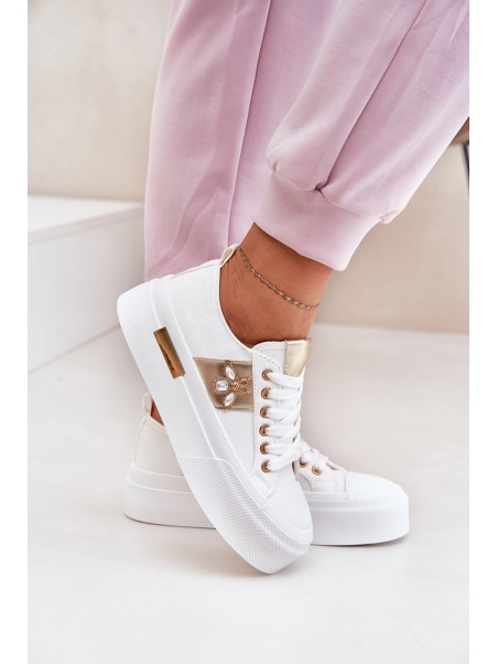 Women's Platform Sneakers With Decorative Detail White Annisae
