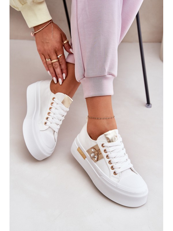 Women's Platform Sneakers With Decorative Detail White Annisae