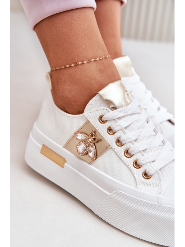 Women's Platform Sneakers With Decorative Detail White Annisae