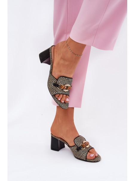 Ladies High Heels With Decoration Black Ovittole