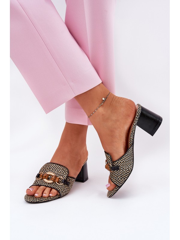 Ladies High Heels With Decoration Black Ovittole