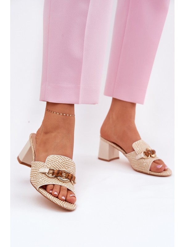 Beige Women's Heels With Decoration Ovittole