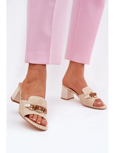 Beige Women's Heels With Decoration Ovittole