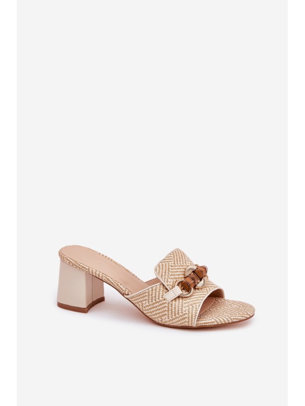 Beige Women's Heels With Decoration Ovittole