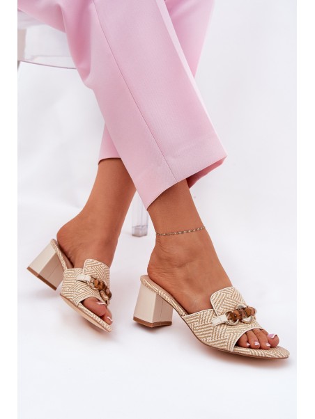 Beige Women's Heels With Decoration Ovittole