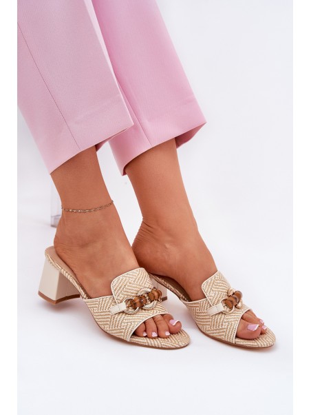 Beige Women's Heels With Decoration Ovittole